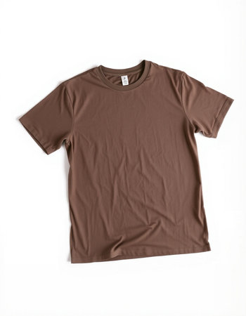 Brown t-shirt isolated on white background. Clipping path included.の写真素材