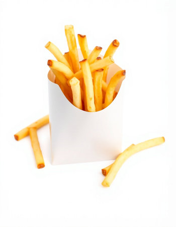 French fries isolated on white background. Selective focus. Shallow depth of field.