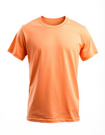 Orange t-shirt isolated on white background. Clipping path included.の写真素材