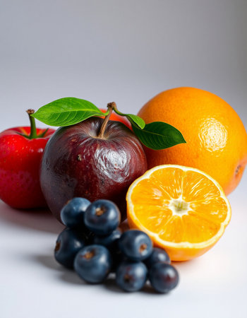 Fruits on a white background, close-up, studio shot