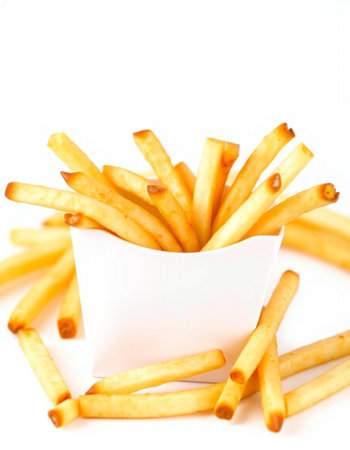 French fries isolated on white background. Selective focus. Shallow depth of field.