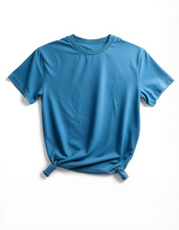 Blue t-shirt isolated on white background. Clipping path included.の写真素材
