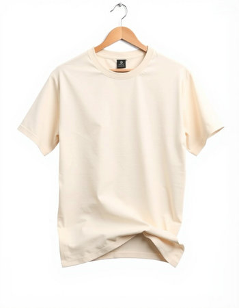 White t-shirt on a hanger isolated on a white background