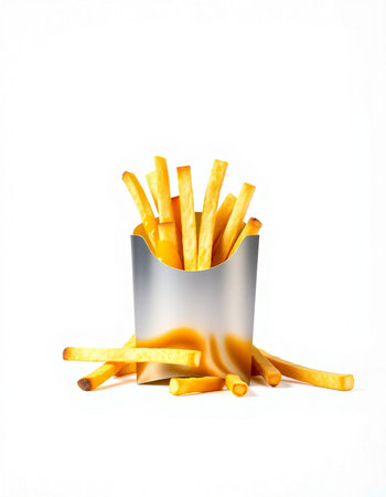 French fries isolated on white background with clipping path. Fast food.