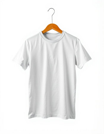 White t-shirt on a hanger isolated on a white background