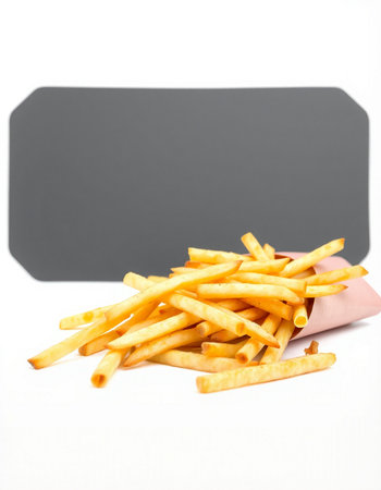 French fries on a white background with space for text. Isolated