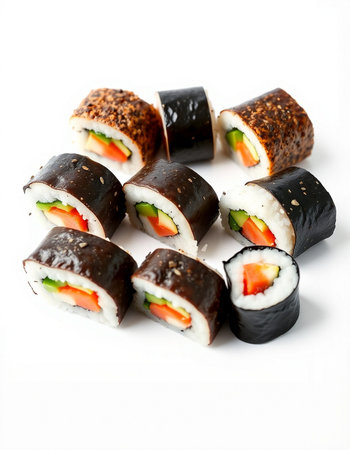 Sushi rolls on a white background. Sushi rolls on a white backgroundの写真素材