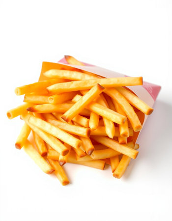 French fries isolated on white background. Fast food. Selective focus.
