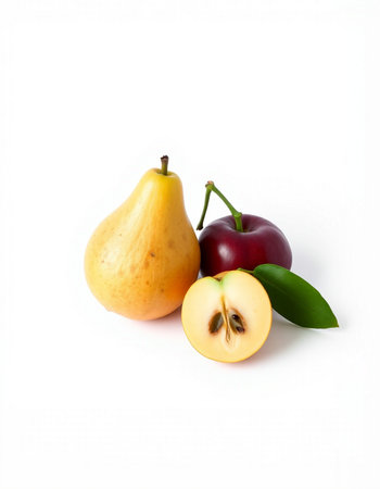 pear and apple isolated on a white background. studio photo.の写真素材