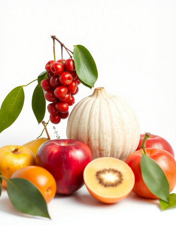 Fruits and vegetables isolated on a white background. Healthy food.の写真素材