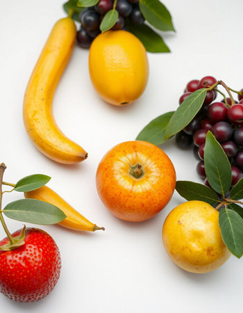 Fruits on a white background. Healthy food. Fresh fruits.の写真素材
