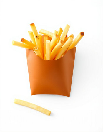 French fries in paper box isolated on white background with clipping path.