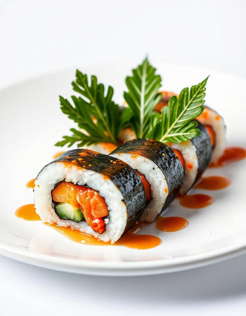 Sushi roll japanese food style on white background. Sushi roll japanese foodの写真素材