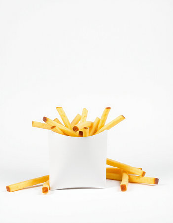 Pile of french fries isolated on white background with copy space.