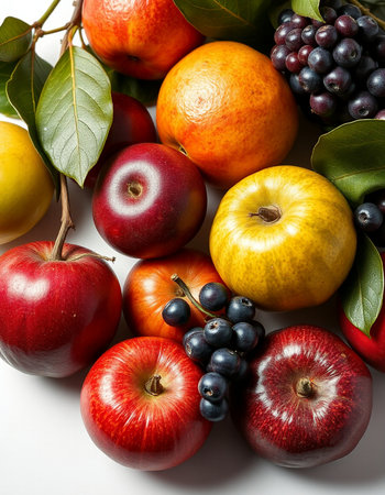 Fruits and berries on a white background. Close-up.の写真素材