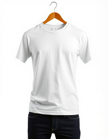 Men's t-shirt on a hanger on a white background