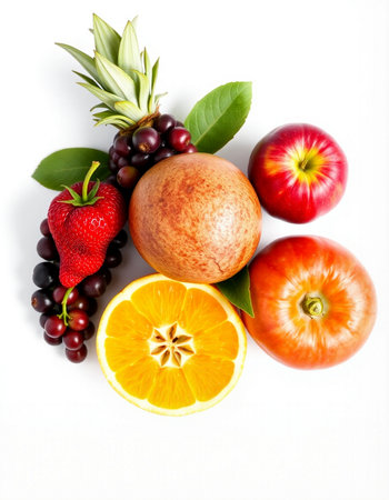 Fruit mix isolated on a white background. Healthy food concept.の写真素材