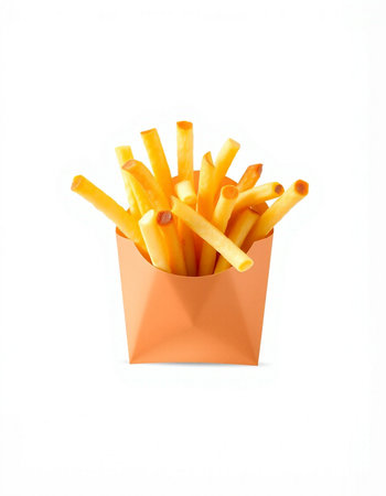French fries in paper box isolated on white background with clipping path.