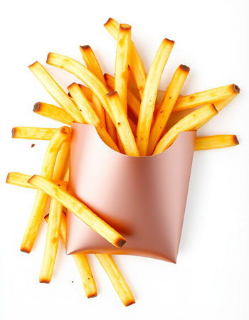 French fries isolated on a white background. Top view. Flat lay.の写真素材