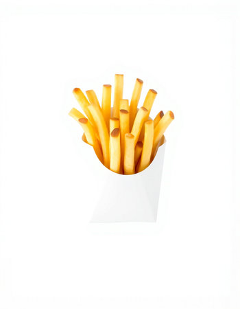 French fries in paper box isolated on white background with clipping path.