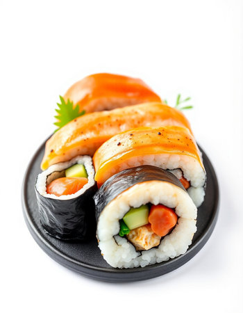 Sushi roll japanese food style isolated on white background.の写真素材