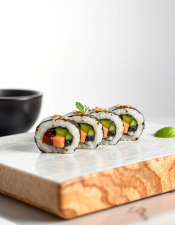 sushi on a white background, Japanese food style, selective focusの写真素材