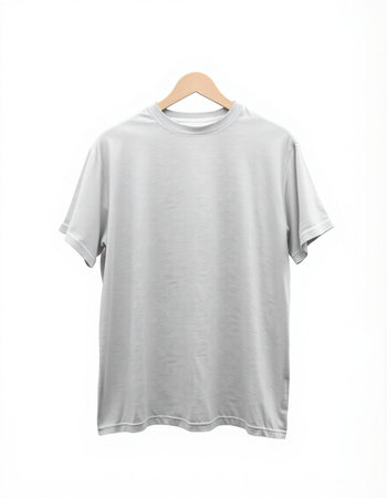 Men's t-shirt on a hanger on a white background