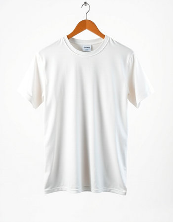 White t-shirt on a hanger isolated on a white background
