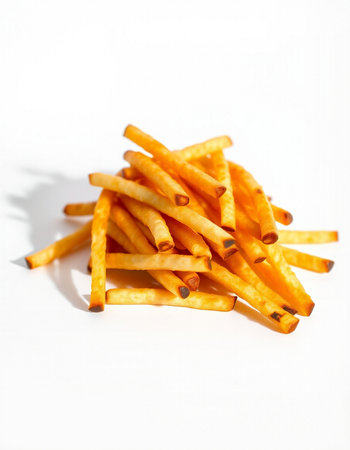 French fries on a white background. Shallow depth of field.の写真素材