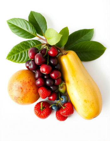 Fruits isolated on a white background. Fresh fruits on a white backgroundの写真素材