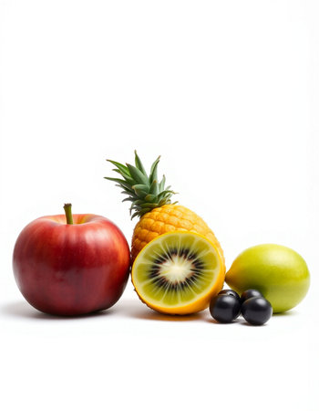 Fruits isolated on white background. Healthy food and diet concept.の写真素材