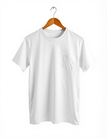 White t-shirt on a hanger isolated on a white background