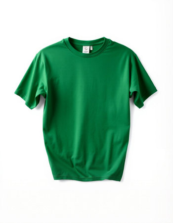 Green t-shirt isolated on white background with clipping path. Front view.の写真素材