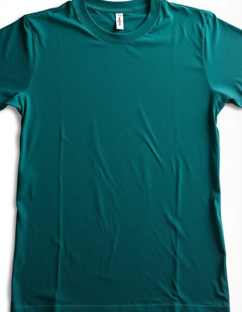 Green t-shirt isolated on white background. Clipping path included.の写真素材