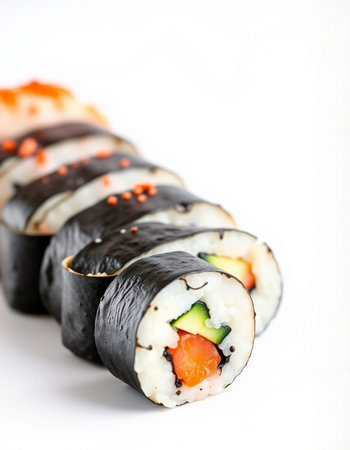Sushi rolls on a white background. Sushi menu. Japanese foodの写真素材
