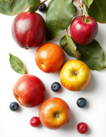 Fruits on a white background. View from above, top studio shotの写真素材