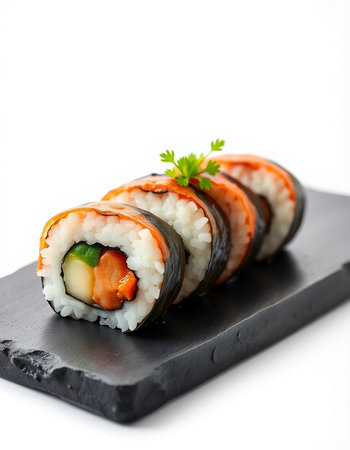 Japanese Cuisine - Sushi Roll with Salmon and Vegetablesの写真素材