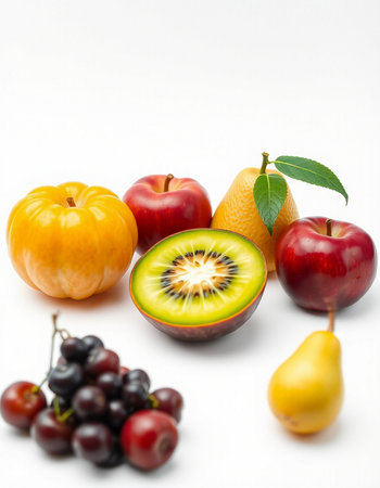 Fruits isolated on white background with copy space for your text.の写真素材
