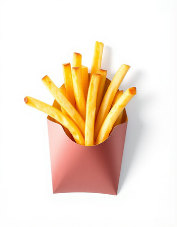 French fries in paper box isolated on white background with clipping path.