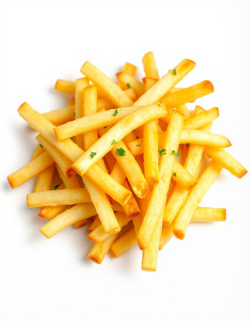 French fries isolated on white background. Close up. Selective focus.