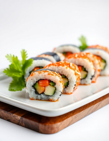 Sushi roll - japanese food style on white background.の写真素材