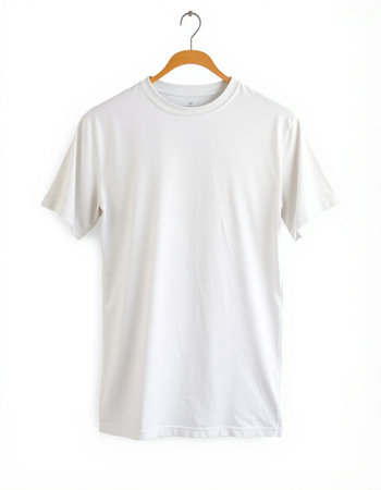 White t-shirt on a hanger isolated on a white background
