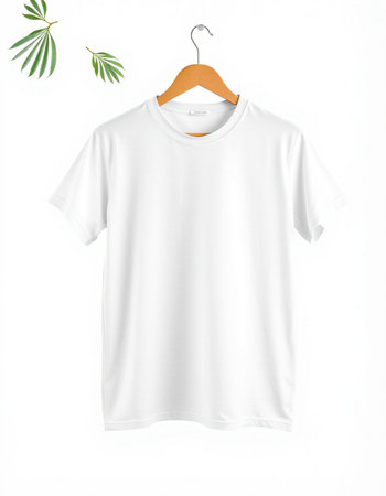White T-Shirt Mockup With Hanger On White Background