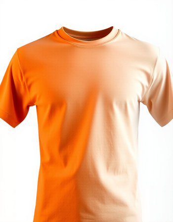 Orange t-shirt on a mannequin isolated on white backgroundの写真素材