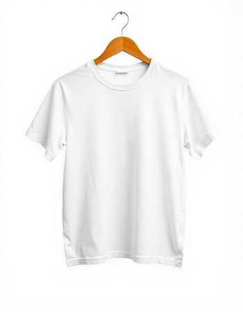White t-shirt on a hanger isolated on a white background