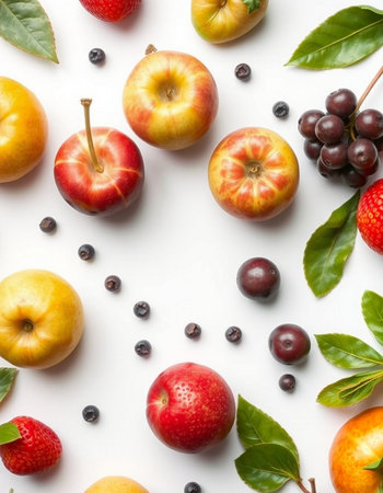 Creative layout made of fruits on white background. Flat lay, top view.