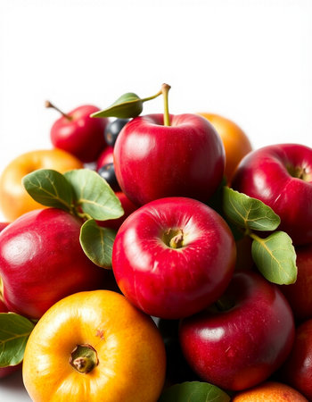 Close up of red apples isolated on white background.の写真素材