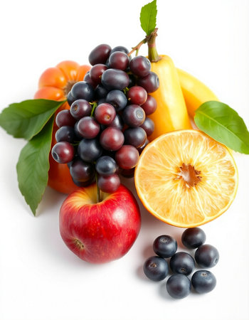 Fruits and vegetables isolated on a white background. Healthy food.の写真素材