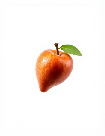 Ripe red apple with green leaf isolated on a white background.の写真素材