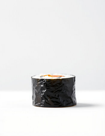 Sushi roll with salmon and nori on a white background.の写真素材